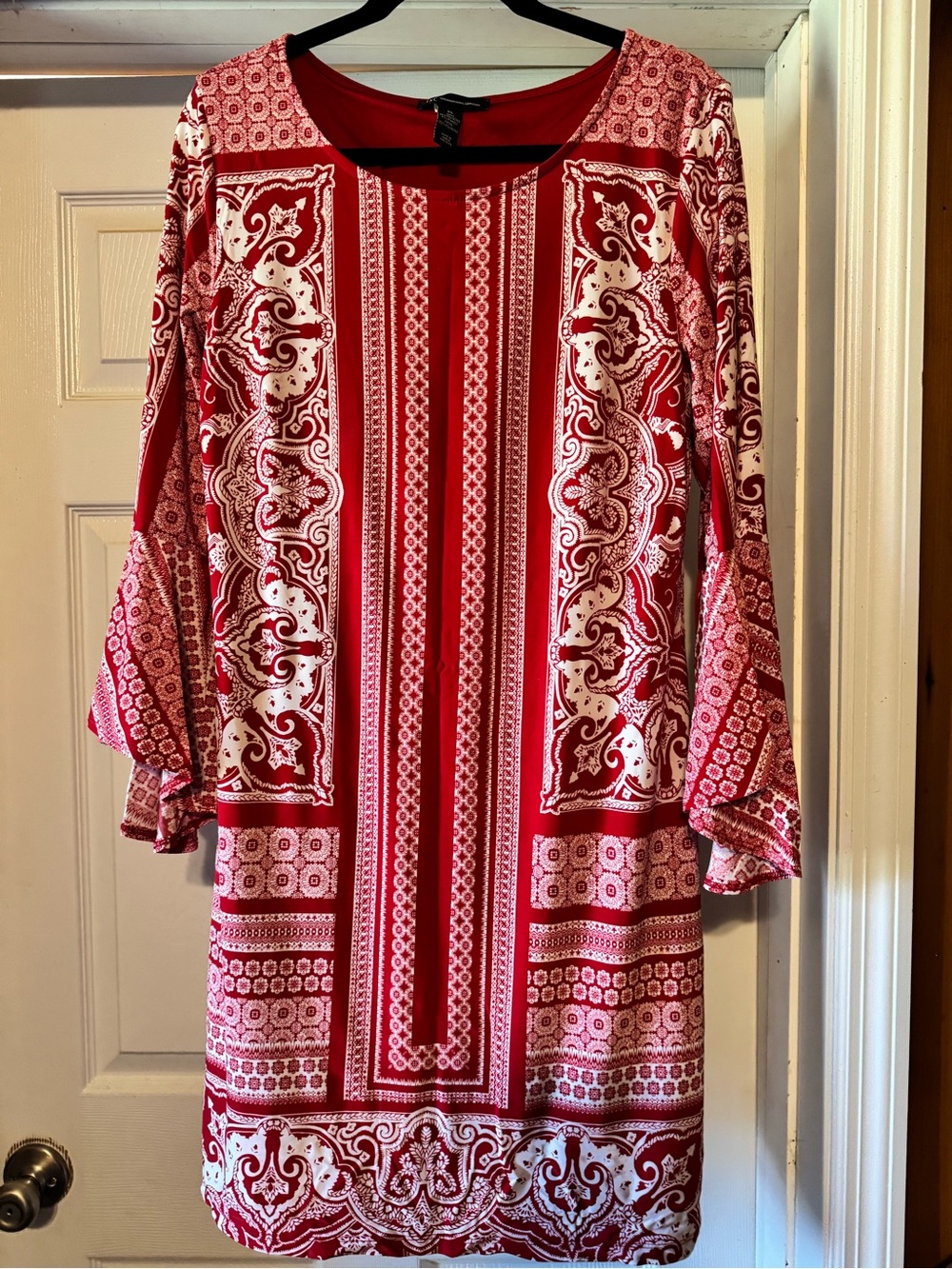 Red Printed Shift Dress
